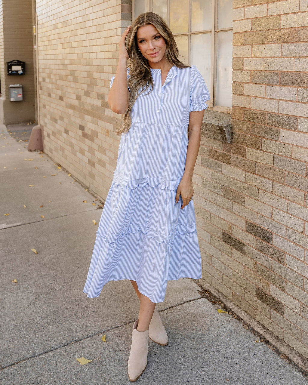 Kaeli Scallop Tiered Dress