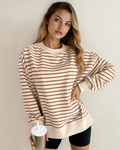 Celeste Stripe Ribbed Band Seam Detail Baggy Sweatshirt