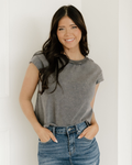 Mineral Wash Boxy Fit Cotton Tank Top - Gray